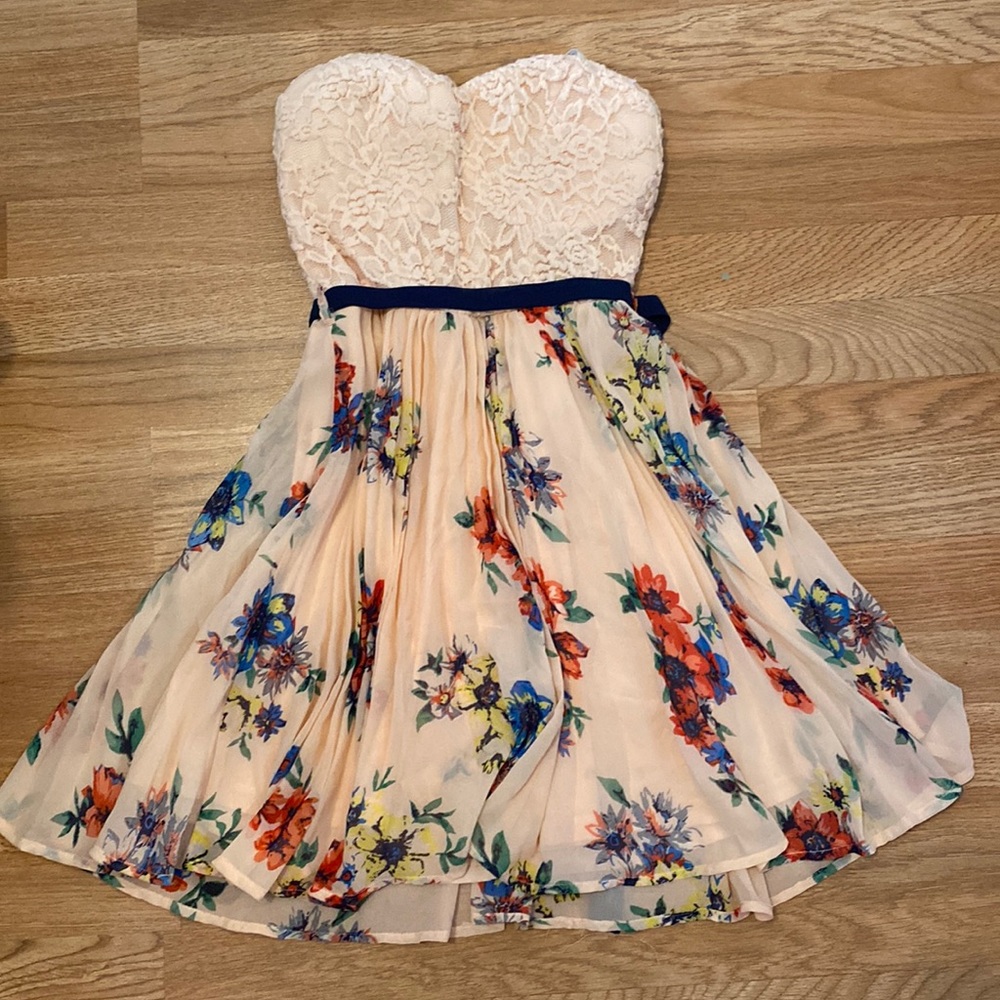 Papaya strapless sweetheart neckline flowy floral dress